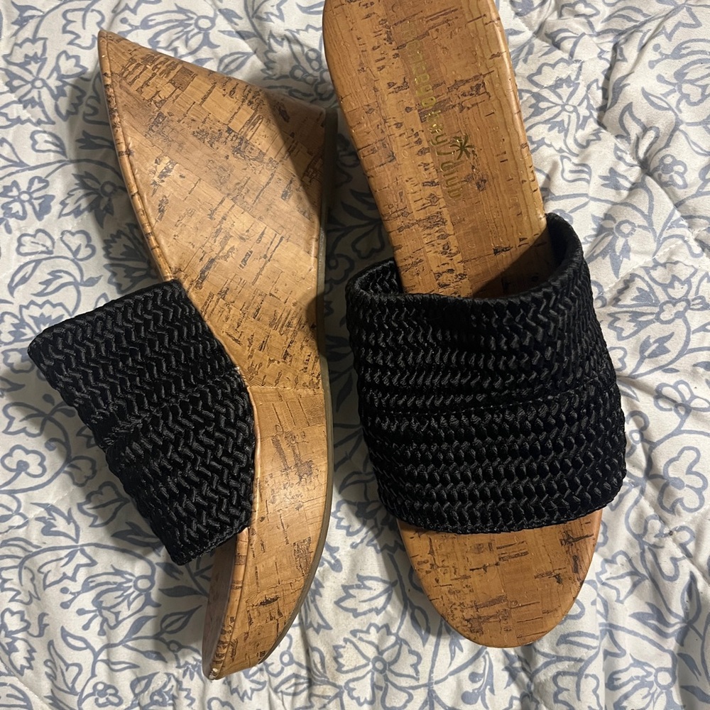 Black Woven Women's Sandals - Picture 2 of 4